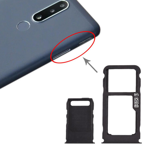 SIM Card Tray + SIM Card Tray + Micro SD Card Tray for Nokia 3.1 Plus (Black)