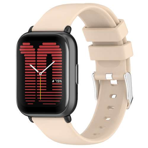 For Amazfit GTS 2 20mm Smooth Solid Color Silicone Watch Band(Beige)