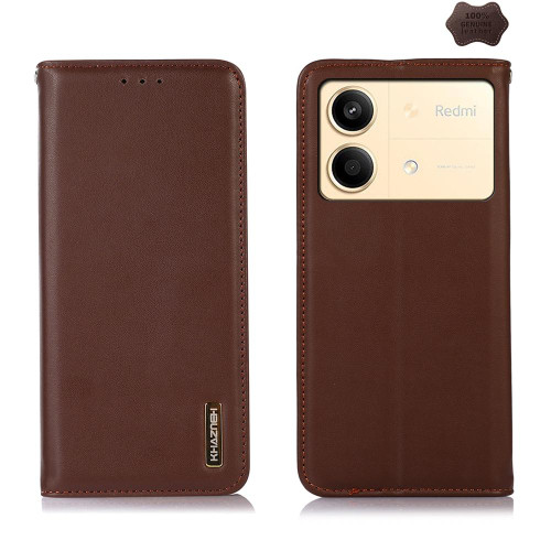 For Xiaomi Redmi Note 13R Pro KHAZNEH Nappa Top Layer Cowhide Leather Phone Case(Brown)