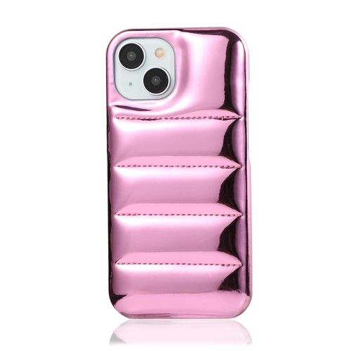 For iPhone 12 Pro Laser Aurora Down Jacket All-inclusive Phone Case(Pink)