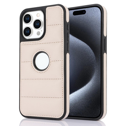 For iPhone 15 Pro Max Piano Key Hollow Cutout PU Phone Case(Apricot)