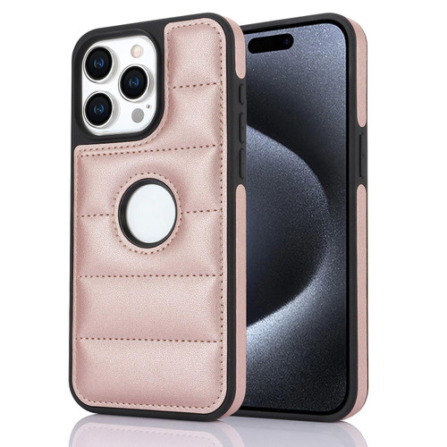 For iPhone 15 Pro Max Piano Key Hollow Cutout PU Phone Case(Rose Gold)