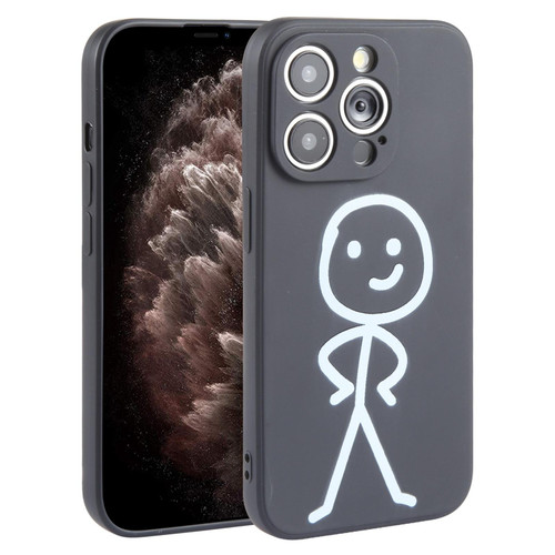 For iPhone 11 Pro Max Stickman Pattern Liquid Silicone Phone Case(Black)