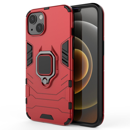 For iPhone 13 Shockproof PC + TPU Protective Case with Magnetic Ring Holder(Red)