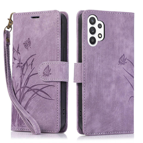 For Samsung Galaxy A32 5G / M32 5G Orchid Butterfly Embossed Leather Phone Case(Purple)