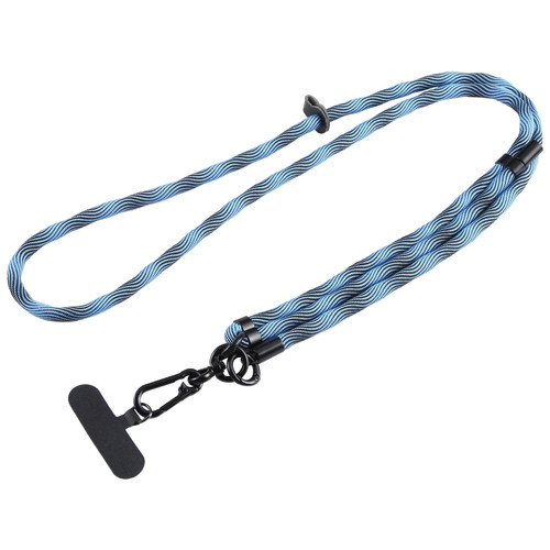 7mm Adjustable Crossbody Mobile Phone Anti-Lost Lanyard with Clip(Water Pattern Blue Black)