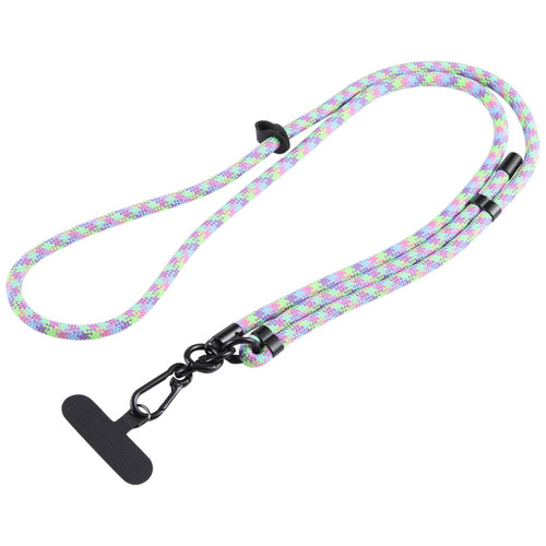 7mm Adjustable Crossbody Mobile Phone Anti-Lost Lanyard with Clip(Green Purple Orchid)