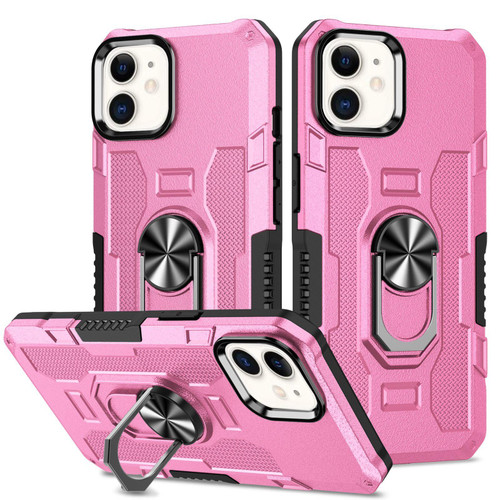 For iPhone 11 Ring Holder Armor Hybrid Phone Case (Pink)