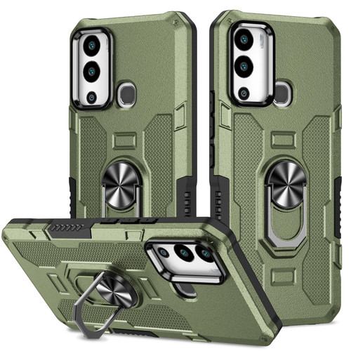 For Infinix Hot 12i Ring Holder Armor Hybrid Phone Case(Green)