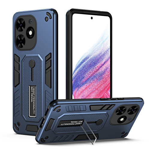 For Tecno Spark Go 2024 Variety Brave Armor Finger Loop Holder Phone Case(Blue)