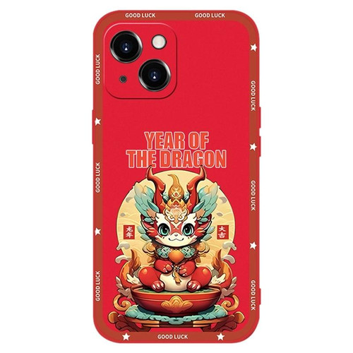 For iPhone 13 New Year Red Silicone Shockproof Phone Case(Year OF The Dragon)