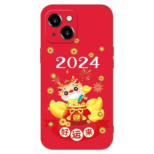 For iPhone 15 New Year Red Silicone Shockproof Phone Case(Make Money)