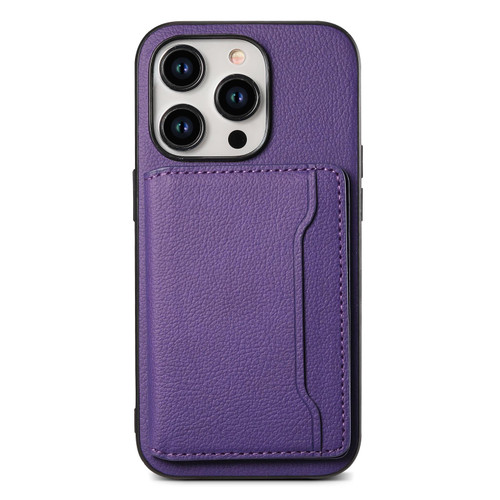 For iPhone 11 Pro Calf Texture Card Bag Design Full Coverage Phone Case(Purple)