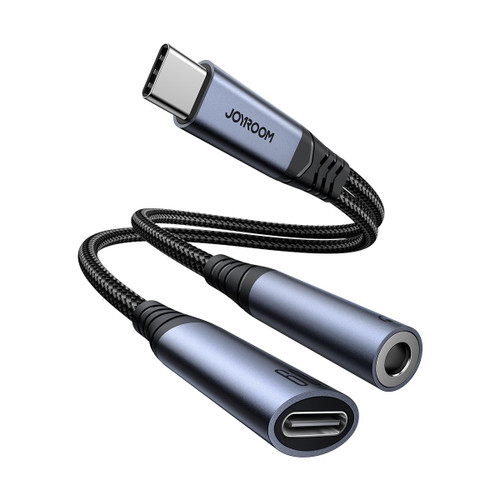 JOYROOM SY-C02 2 in 1 USB-C/Type-C to 3.5mm+USB-C/Type-C Audio Adapter Cable(Black)