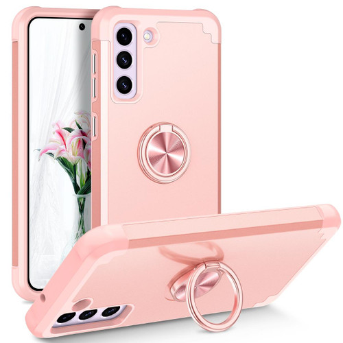 For Samsung Galaxy S21 FE 5G L2 Rotating Ring Holder Magnetic Phone Case(Rose Gold)