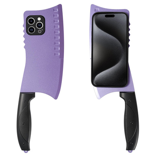 For iPhone 15 Pro Simulated Kitchen Knife TPU + PC Phone Case(Purple)