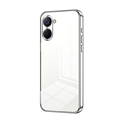 For Realme V20 Transparent Plating Fine Hole Phone Case(Silver) For Realme V20 Transparent Plating Fine Hole Phone Case(Silver)