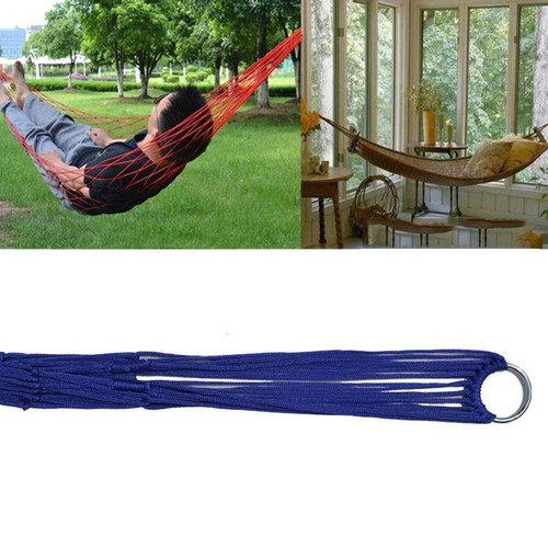 2 PCS 9 Strand Nylon Rope Hammock Portable Camping Leisure Mesh Hammock(Blue)