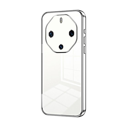 For Huawei Mate 60 RS Ultimate Transparent Plating Fine Hole Phone Case(Silver)