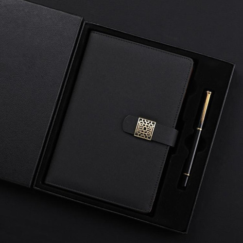 Notebook Business Retro Simple Notebook Office Notepad Black A5 Heaven and Earth Cover Gift Box