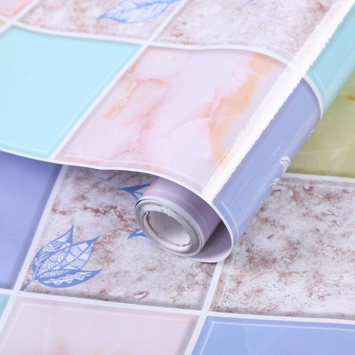 2 PCS Kitchen Anti-Smoke Tile Wall Stickers Stove Wallpaper(Purple Vine)