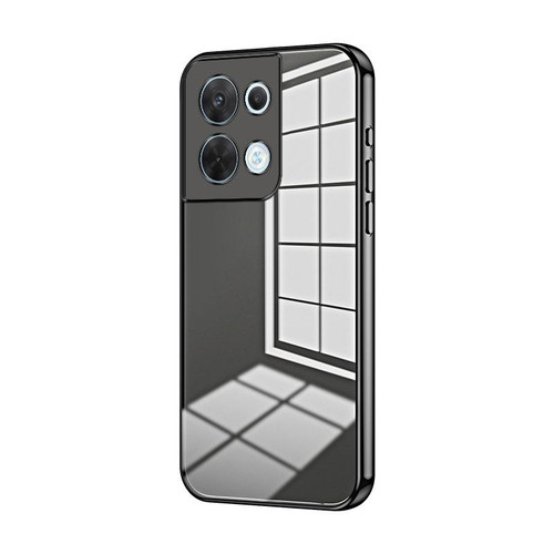 For OPPO Reno8 Transparent Plating Fine Hole Phone Case(Black)
