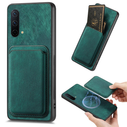 For OnePlus Nord CE 5G Retro Leather Card Bag Magnetic Phone Case(Green)