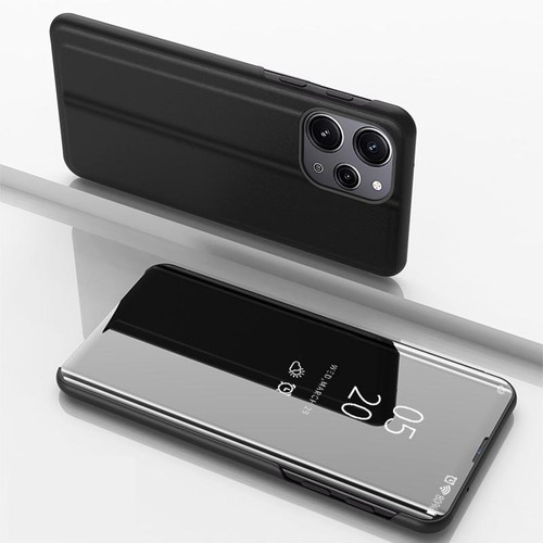 For Xiaomi Redmi Note 12 4G Plated Mirror Horizontal Flip Leather Phone Case with Holder(Black) For Xiaomi Redmi Note 12 4G Plated Mirror Horizontal Flip Leather Phone Case with Holder(Black)