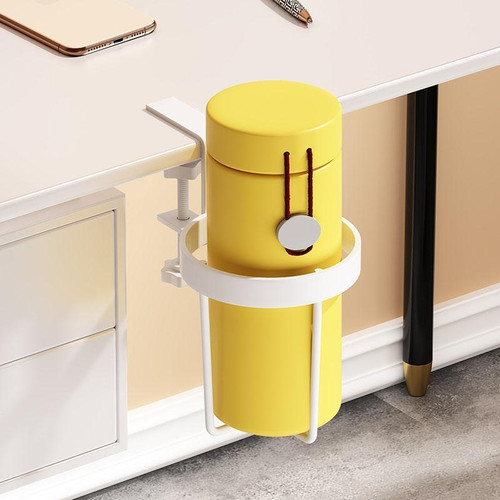 Iron Table Cup Holder Mug Storage Rack Office Dormitory Desk Fixed Shelf(White)