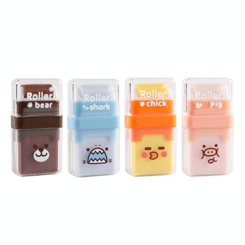 4pcs /Set MG Double-Ended Rolling Eraser Cartoon Student Painting Homework Eraser(AXP963GX)