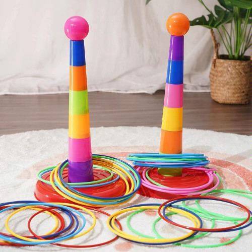 Night Market Stall Detachable Throwing Hoop Toys Children Parent-child Games, Spec: 2 Towers 48 Circles