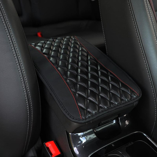 Car Center Console Cover Mat PU Leather Car Armrest Cover 32x19cm(Black)