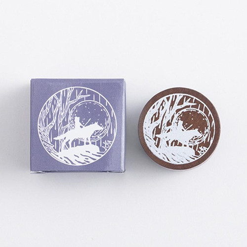 Round Wooden Stamps Vintage DIY Handbook Multifunctional Decorative Stamps, Style: Night Search