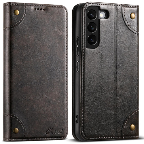 For Samsung Galaxy S22+ 5G Suteni Baroque Calf Texture Buckle Wallet Leather Phone Case(Black)