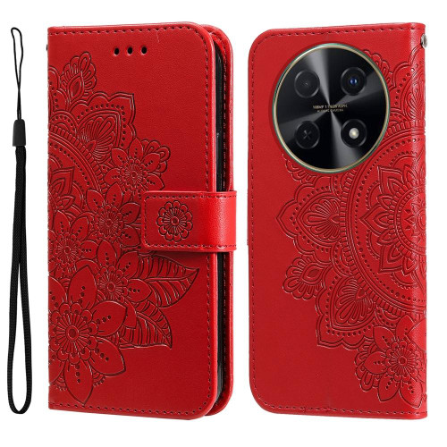 For Huawei Enjoy 70 Pro 7-petal Flowers Embossing Leather Phone Case(Red)