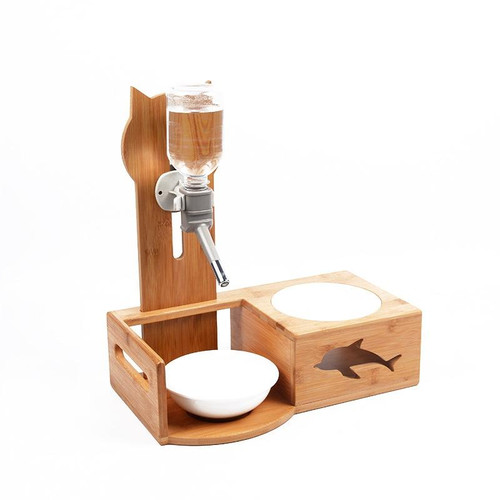Pet Solid Wood Vertical Automatic Drinking Bowl For Cats And Dogs, Color Random Delivery, Specification: No Drawer+Waterer Board