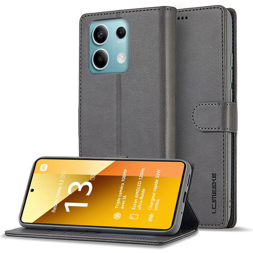 For Xiaomi Redmi Note 13 5G LC.IMEEKE Calf Texture Leather Phone Case(Grey)