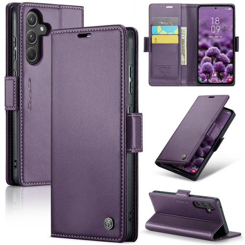 For Samsung Galaxy A55 CaseMe 023 Butterfly Buckle Litchi Texture RFID Anti-theft Leather Phone Case(Pearly Purple)