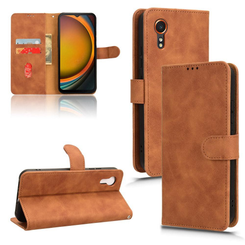 For Samsung Galaxy Xcover 7 Skin Feel Magnetic Flip Leather Phone Case(Brown)