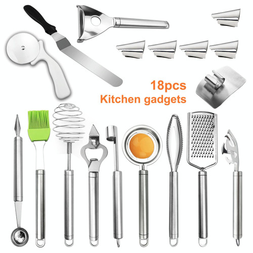 18 in 1 Kitchen Gadget Set Stainless Steel Whisk Silicone Oil Whisk Pizza Cutter 18 in 1 Kitchen Gadget Set Stainless Steel Whisk Silicone Oil Whisk Pizza Cutter