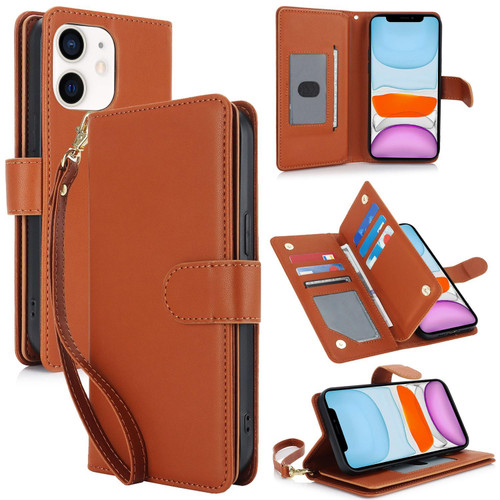 For iPhone 11 Multi-Card Wallet RFID Leather Phone Case(Brown)