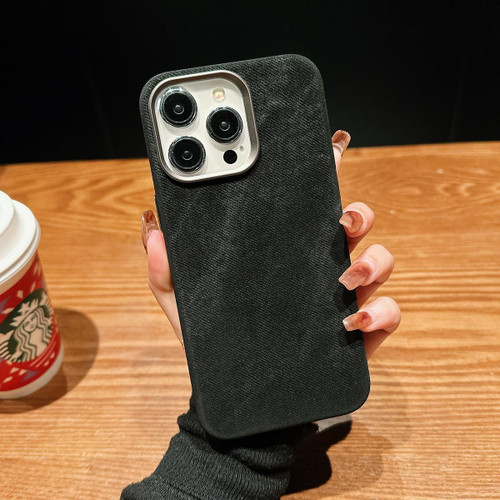 For iPhone 14 Plus Vintage Denim Shockproof Magsafe Phone Case(Black)