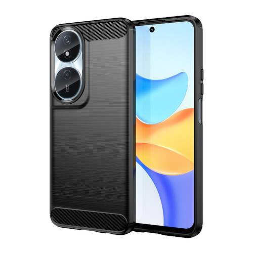 For Honor 90 Smart Carbon Fiber Brushed Texture TPU Phone Case(Black) For Honor 90 Smart Carbon Fiber Brushed Texture TPU Phone Case(Black)
