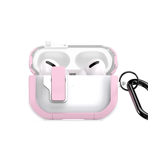 For AirPods Pro DUX DUCIS PECN Series Split Two-color Transparent Earphone Case with Hook(Pink White)