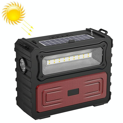 DV-690 Dual LED Light Solar Wireless Bluetooth Speaker Outdoor Camping FM Radio(Red)