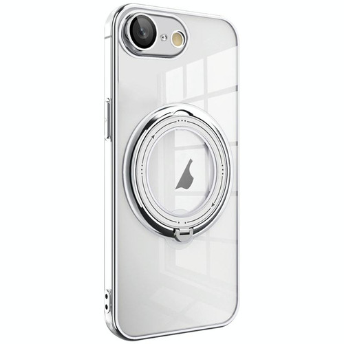 For iPhone SE 2022 / 2020 / 8 / 7 Electroplating MagSafe 360 Degree Rotation Holder Shockproof Phone Case(Silver)