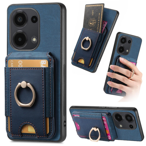 For Xiaomi Redmi Note 13 5G Retro Splitable Magnetic Stand Card Bag Leather Phone Case(Blue)