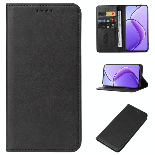 For Realme 12 5G Magnetic Closure Leather Phone Case(Black)