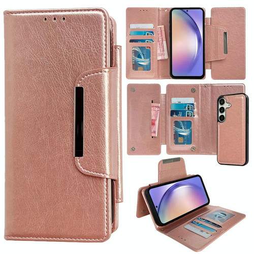 For Samsung Galaxy A54 5G Multifunctional 7-Card Wallet Leather Phone Case(Rose Gold)
