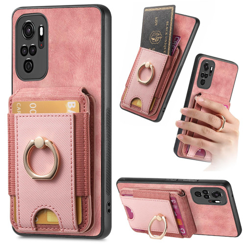 For Xiaomi Poco M5S 4G Retro Splitable Magnetic Stand Card Bag Leather Phone Case(Pink)